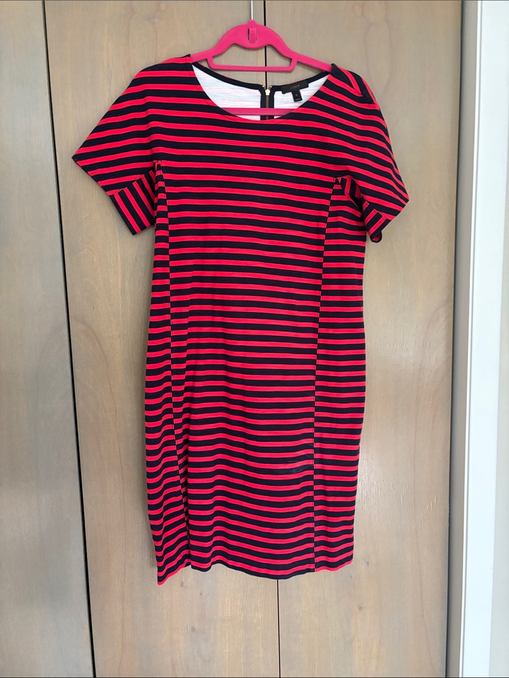 J.CREW Navy and Red Striped Dress